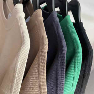 เสื้อยืดถักวาฟเฟิลน้ำหนัก260ก. แบบกำหนดเองได้เสื้อโอเวอร์ไซส์ระบายอากาศได้เทคนิคการพิมพ์ลายแบบแข็ง - Product Image 2