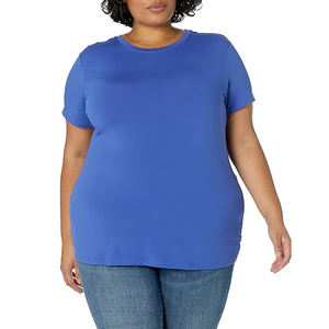 T-shirt pour femme en polyester, motif en maille douce, séchage rapide, sensation flexible, courbe respirante, couche légère, soutien léger, adaptée aux climats chauds - Product Image 1