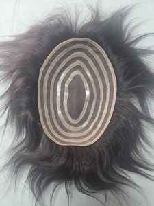 Peluca de Encaje PU para Hombre, Prótesis Capilar de Cabello Remy Indio con Ondas Naturales y Estilos Lacio Rizado, Peso 40-80g - Product Image 5