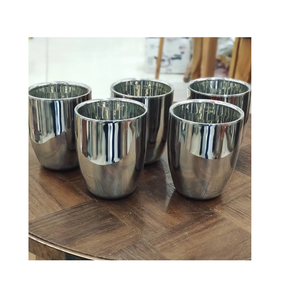 Design moderne verre à jus en acier inoxydable couleur argent et sans danger pour les aliments verre en acier poli brillant pour le bureau et la maison - Product Image 3