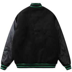 Veste universitaire à col montant pour homme et femme, col montant, patchwork, unisexe, oversize, lettres en fourrure, hiver - Product Image 2