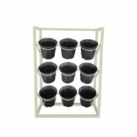 Jardinière de décoration de ferme avec 24 seaux à fleurs Jardinière en fer forgé à 3 niveaux Jardinière galvanisée avec support Fait à la main