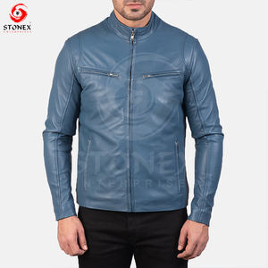 2023แจ็กเก็ตฤดูหนาวของผู้ชายหนังแกะ100% กันน้ำและปิดซิปสีอ่อน - Product Image 3