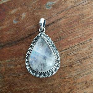 Piedra de luna de arcoíris Natural, 16X22mm, forma de pera, Plata de Ley 925 sólida, colgante hecho a mano, joyería fina para mujer para fiestas de boda - Product Image 4