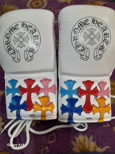 ถุงมือมวยหัวใจโครเมี่ยมสำหรับชนะแบบมืออาชีพนวมหนังแท้ MMA มวยไทยมวยไทยถุงมือซ้อมเตะมวยสีเงิน - Product Image 3