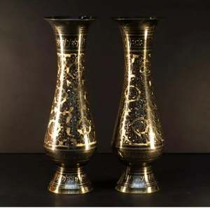 Paire de vases à fleurs dorées en laiton de tailles personnalisées, statue dorée en laiton, décoration de la maison en laiton - Product Image 5