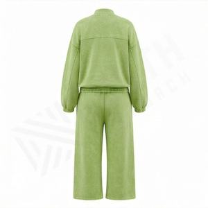 Ensemble de survêtement surdimensionné personnalisé pour femmes, respirant, 2 pièces, sweat-shirt à capuche et pantalon de jogging, vente en gros, fermeture éclair, vêtements de sport, de gym et de fitness - Product Image 2