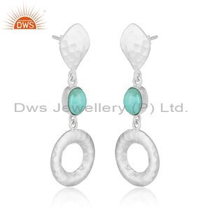 Top Sell Sterling <b>Silver</b> <b>Long</b> Dangle With Arizona Turquoise <b>Earring</b> in 925 <b>Silver</b> Gemstone Jewelry Manufacturer - Product Image 2