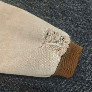 Vêtement à fermeture éclair, veste en jean vintage, tissu 100% coton, lavage à l'acide, coupe ample, style boxy, sweat-shirt court délavé, homme - Product Image 3