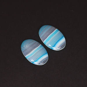 Lote de piedras preciosas ovaladas sueltas ágata azul 52.85cts par de piedras preciosas para hacer joyas piedra para pendientes - Product Image 1