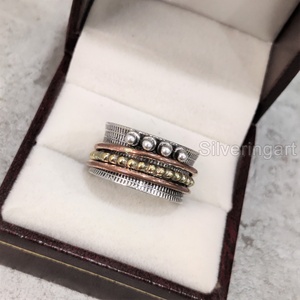 Bague Bohème en Argent Sterling 925 pour Femme Bague de Pouce Fidget Bijoux Faits à la Main Fête Yoga Bague Spinner pour Homme - Product Image 4