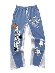 กางเกงขายาวทรงบานสไตล์ฮิปฮอปวินเทจสำหรับผู้ชาย ผ้าฝ้าย 100% ปรับแต่งได้ เหมาะสำหรับวันฮาโลวีน - Product Image 4