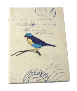 Cuaderno de tapa dura de lienzo hermoso hecho a mano, diseño impreso de pantalla de pájaro multicolor, encuadernación con pegamento, regalo corporativo, diario, semanal - Product Image 1