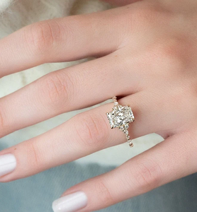 3.00 carats Radiant Cut Lab Grown Diamond Pave Set Wedding Engagement Bridal Fine Jewelry Ring for 14k Yellow Gold - Product Image 1