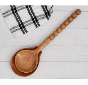 Juego de servidor de ensalada de madera duradero y respetuoso con el medio ambiente, mango largo hecho a mano, Apto para lavavajillas para uso en la cocina del hogar, superficie pulida lisa - Product Image 2