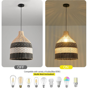 TienPhong vente en gros 2025 Teru Ji Kaikang noir blanc rotin pendentif abat-jour, pour salon chambre cuisine salle à manger - Product Image 5
