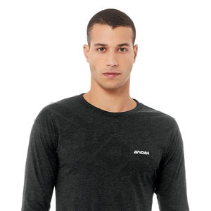 Vente en gros de chemises de loisirs à séchage rapide pour hommes, chemises d'entraînement confortables et respirantes à col rond, t-shirt à manches longues de couleur unie - Product Image 5