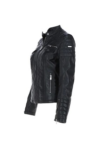 Chaqueta de cuero genuino de oveja/vaca de estilo Vintage para mujer con cierre de cremallera Logotipo personalizado Suministro de invierno ODM - Product Image 2