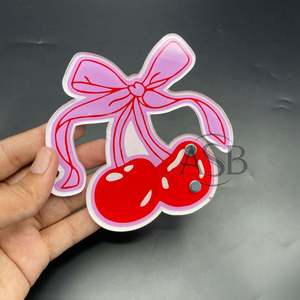 Cherry Bow Sustainable Acrylic Lash Tile Beauty Tool With <b>Magnets</b> Lash Tile Custom Logo Printing OEM Service - Product Image 2