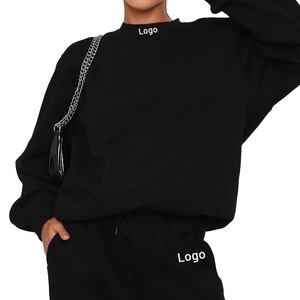 Women's Casual Fall Winter Oversized Sweatshirt with <b>Drop</b> Shoulder and Puff Printing Custom Logo Long Crew Neck - Product Image 1