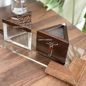 Bandeja de madera acrílica con quemador de incienso y Caja con incrustación de perla Madre, juego de bakhoor - Product Image 4