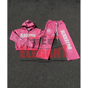 CHÁNDAL PANTALONES acampanados Chándales bordados desgastados para hombres chándal pantalones de chándal acampanados y conjuntos de sudaderas con capucha chándales personalizados - Product Image 2