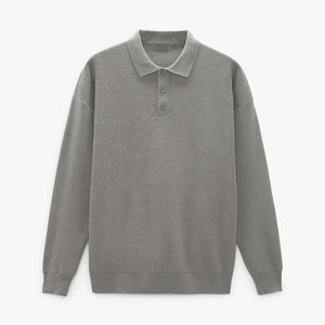 Pull en maille pour homme, col roulé, gris uni, tissé, en laine/polyester, OEM/ODM, automne-hiver 2026 - Product Image 4