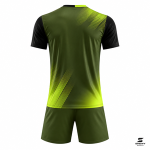 SINEWY SPORTS Men's Soccer Jersey Set Green Yellow Gradient V-Neck Short Sleeve Moisture Wicking Breathable Quick Dry <b>Athletic</b> - Product Image 3