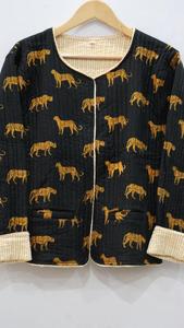 Abrigo de Tigre con estampado floral de invierno para mujer estilo bohemio hecho a mano chaqueta acolchada con cierre de gancho ropa de abrigo informal tela tejida - Product Image 3