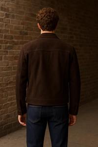 Veste de moto en daim marron pour homme | Look cuir vintage de qualité supérieure | Fermeture à glissière à col montant | Cadeau fait main pour lui - Product Image 2