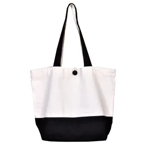 Sac fourre-tout en toile de coton recyclable et écologique, sac de courses à longues poignées, uni ou imprimé, taille moyenne, pour usage quotidien et publicitaire - Product Image 1