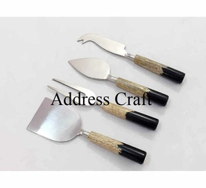 Nouvel arrivage ensemble de fourchettes à dîner en acier inoxydable manche en corne naturelle couteau à fromage de table épandeur accessoires en métal de qualité supérieure - Product Image 6