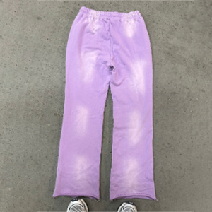 Pantalones de chándal apilados con parche desgastado y logotipo personalizado pantalones de chándal acampanados con lavado ácido para correr - Product Image 6