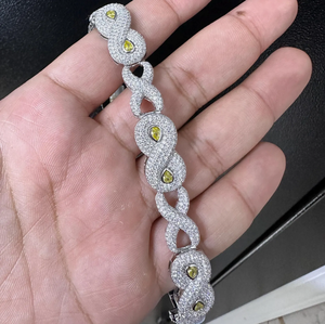 สร้อยข้อมือแบบ Infinity Link ประดับเพชรระยิบระยับสีเงิน พร้อมหินสีเหลือง ดีไซน์โดดเด่น - Product Image 1