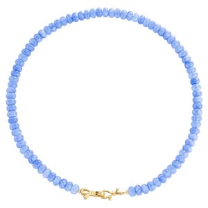 Collar Gargantilla de Cuentas de Aguamarina Cristalina, Delicado con Cuentas de Resina y Aleación de Zinc, Elegante Cierre de Lazo Dorado, Regalo Temático para Enamorados - Product Image 1