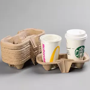King Garden 2pcs Hot Drink Disposable Cup Carrier Take Away Coffee Paper Pulp Cup Holder