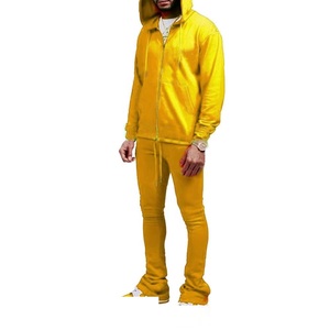 Sudadera con capucha apilada de lujo Unisex, conjunto de Jogger, logotipo bordado personalizado, chándal grueso de lana lisa, talla transpirable - Product Image 3