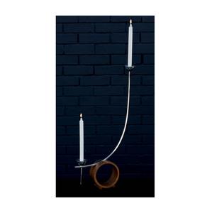 Double T Light Bougeoirs en fer avec base en bois finition nickel argenté parfait pour les centres de table - Product Image 1