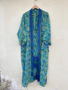 White and Black Crepe <b>Silk</b> <b>Kimono</b> Robe Vintage Hand-Stitched Breathable Soft V-neck for Autumn/Spring/Summer Daily Use - Product Image 6