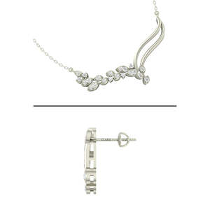 Ensemble collier et boucles d'oreilles pendentif Freya en argent sterling 925 plaqué rhodium, forme de diamant taille marquise, cadeau pour femmes et filles - Product Image 2