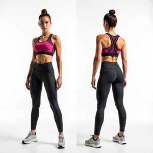 Ensemble de yoga fitness sans couture pour femmes, comprenant un soutien-gorge de sport et un legging, idéal pour l'automne, respirant, en élasthanne/polyester, motif haut de gamme - Product Image 6