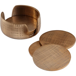 Sous-verres en métal de style élégant moderne personnalisé en gros forme ronde bonne qualité tapis et coussinets sous-verres en métal en laiton Offre Spéciale - Product Image 4