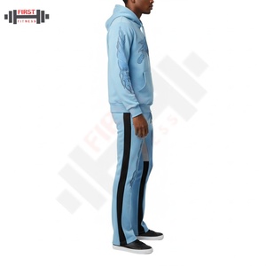 Best Pakistan Clothing Manufacturers' Custom Vintage Acid Wash Sun Faded Puff Printing Jogging Set Suit Flared <b>Pants</b> Winter - Product Image 3