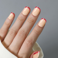 Faux ongles courts carrés français AIERFEI, durables, fournisseur de produits de beauté, ongles élégants, conception personnalisée acceptée