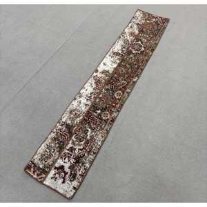 Turkish Rug, 1.1x6.4 ft Runner Rug, <b>Brown</b> Floral <b>Wool</b> Vintage Rug - Product Image 2