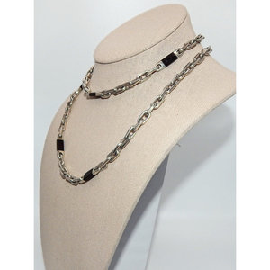 Collana sofisticata. 925 a maglia in argento Sterling con accenti di ebano intarsiati catene di moda per donna - Product Image 4