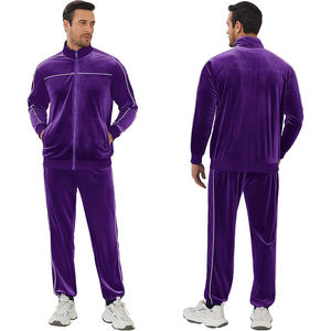 Ensemble de survêtement de sport pour hommes fabriqué directement en usine survêtement en velours doux et respirant de haute qualité Style décontracté costumes de marque privée - Product Image 2