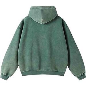 Sweat à capuche personnalisé vintage XL zippé avec lavage à l'acide patch de broderie en détresse 100% coton au crochet confortable bouffée 3D éponge pour l'hiver - Product Image 4