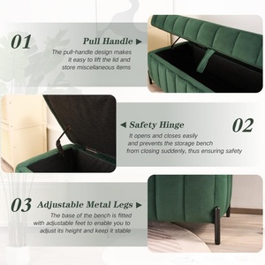 Banco de Armazenamento Durável em Veludo para Quarto e Sala de Estar, Otomano Moderno para Entrada com Design Estofado - Product Image 4