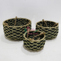 Panier suspendu unique en osier naturel et jonc de mer, fait main, moderne, pour la décoration de jardin et de maison